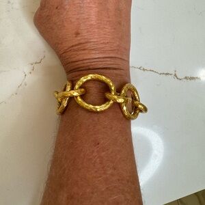 Julie Vos gold hammered link bracelet.